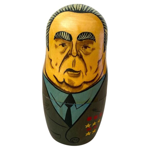 Russian Leaders Nesting Dolls USSR Set 5 Hand Painted Matryoshka Vintage - Picture 7 of 9